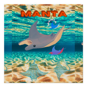 Poster Majestic Manta Ray Design, Majesté océanique