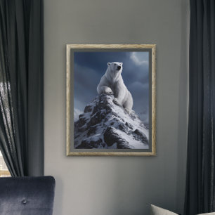 Poster Majestic Ours Polaire Au Sommet De Snowy