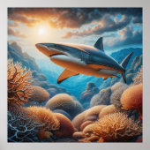 Poster Majestic Shark Glide à travers Coral Wonderland (Devant)