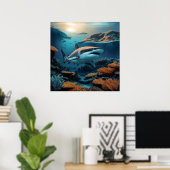 Poster Majestic Shark Gliding À Travers Les Profondeurs O (Bureau à domicile)