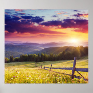 Poster Majestic sunset in the mountains