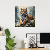 Poster Majestic Tiger assis dans la rivière Faune (Bureau à domicile)