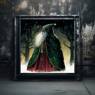 Poster Majestic White Bearcher Black Woodland Père Noël