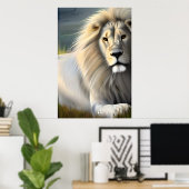 Poster Majestic White Lion Ethereal Art (Bureau à domicile)
