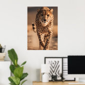 Poster Majestic Wild Cheetah Running Photo (Bureau à domicile)