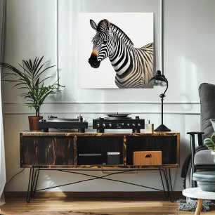 Poster Majestic Zebra Portrait Réaliste Faune Art