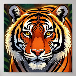 Poster Majestueux Tigre en Harmonie Tropicale