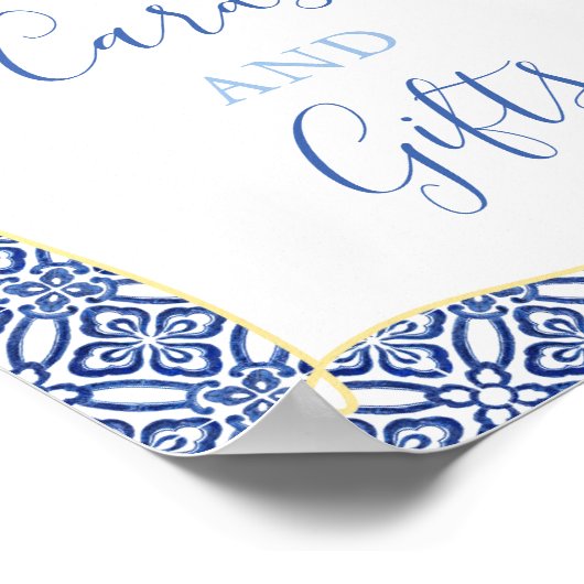 Poster Majolica Baby Shower, Lemons Carreaux Bleus (Coin)