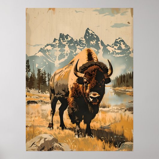 Poster Majorité des plaines : Illustration du bison Vinta (Devant)