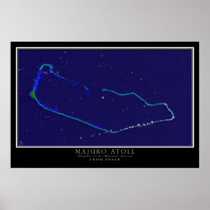 Poster Majuro Atoll Îles Marshall Carte satellite de l'af