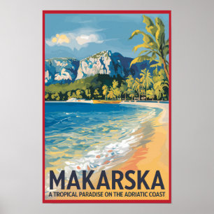 Poster Makarska Croatie Voyage Art Rétro