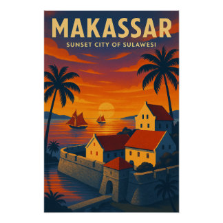 Poster MAKASSAR – Ville du coucher de soleil de Sulawesi’