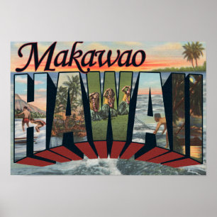 Poster Makawao, Hawaï - grandes scènes de lettre