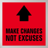 Poster Make Changes Not Excuses Inspirational Red Black (Devant)