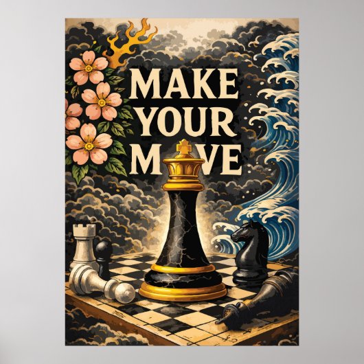 Poster Make Your Move, Chessboard, Success Motivational (Devant)