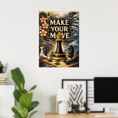 Poster Make Your Move, Chessboard, Success Motivational (Bureau à domicile)