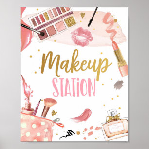 Poster Makeup Station Spa Party Girl Glamor Anniversaire 