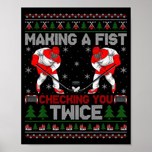 Poster Making A Fist Checking You Twice Ugly Ice Hockey C (Devant)