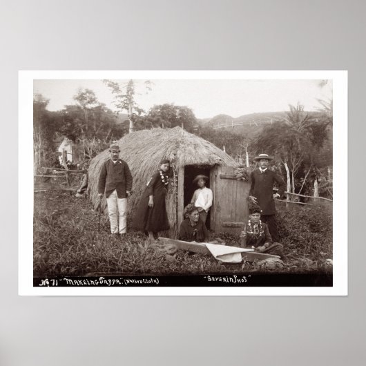 Poster Making Tappa, un tissu natif, c.1875 (photo sépia) (Devant)