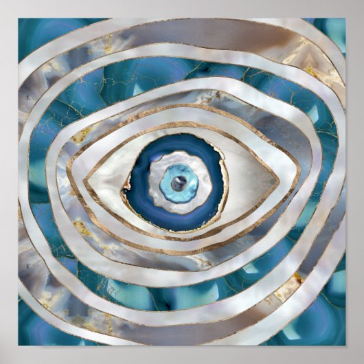 Poster Mal Eye Textes minéraux et or (Devant)