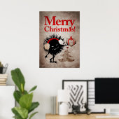Poster Mal Noël Bug Avec Présent - Fêtes Drôle (Bureau à domicile)