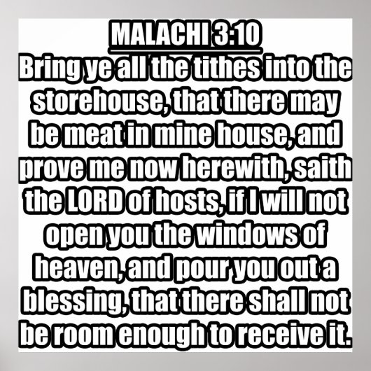Poster Malachi 3:10 KJV Bible Verse (Devant)