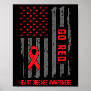 Poster Maladie cardiaque Drapeau américain Aller Maladie