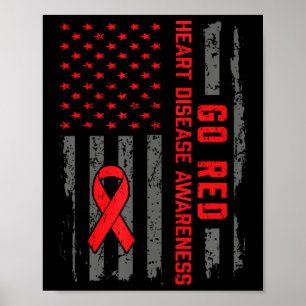 Poster Maladie cardiaque Drapeau américain Aller Maladie