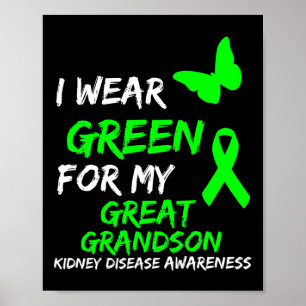 Poster Maladie du rein Je porte le vert pour mon grand-fi