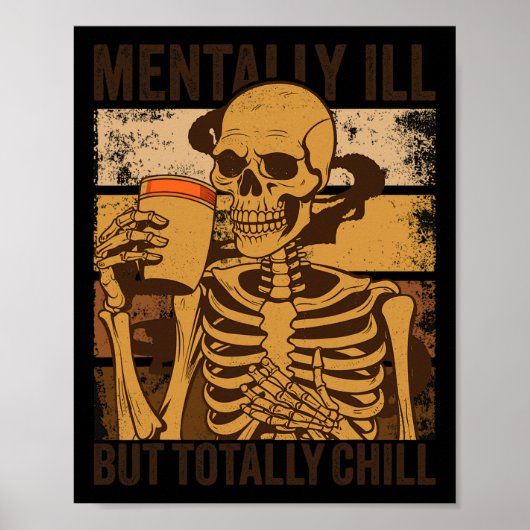 Poster Maladie Mentale Mais Totalement Chill Halloween Co (Devant)