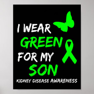 Poster Maladie rénale Je Porte Vert Pour Mon Fils Ruban