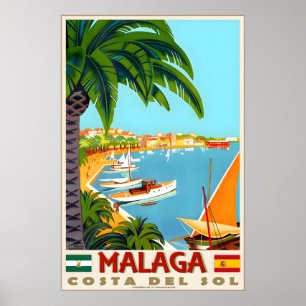 Poster Malaga Costa Del Sol Méditerranée Espagne Plage