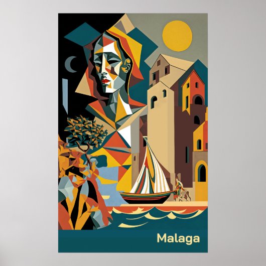 Poster Malaga Cubiste (Devant)