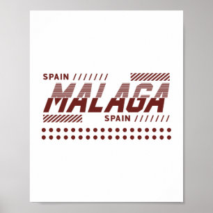 Poster Malaga Espagne Conception de Typographie Urbaine M