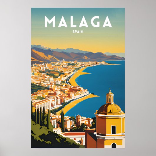 Poster Malaga Espagne Vintage (Devant)