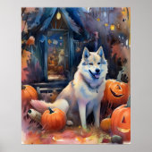 Poster Malamute d'Halloween en Alaska avec la peur Citrou (Devant)