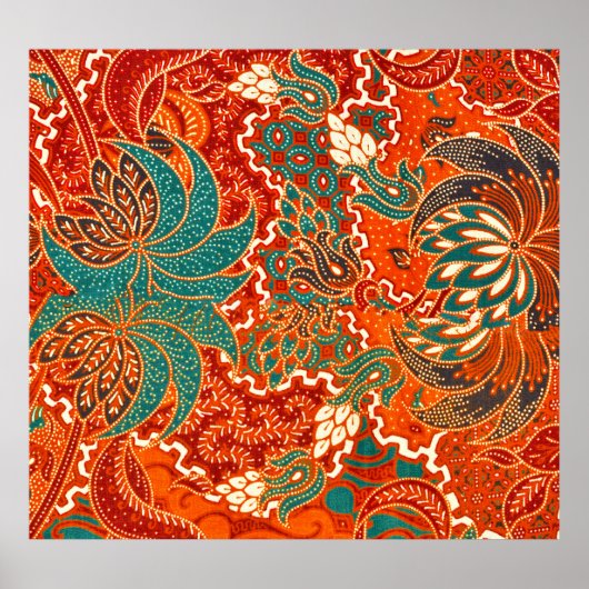 Poster Malaysian Batik : Beau Motif d'art. (Devant)