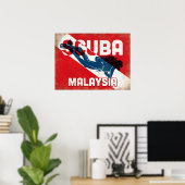 Poster Malaysie Scuba Diver - Blue Retro (Bureau à domicile)