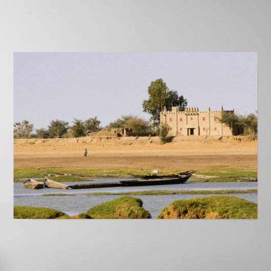 Poster Mali, Djenne. Rivière Bani près de Djenne (Devant)