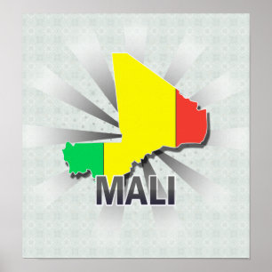Poster Mali Flag Map 2.0