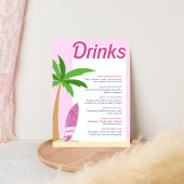 Poster Malibu Beach Pink Party Bachelorette Cocktail Menu