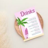 Poster Malibu Beach Pink Party Bachelorette Cocktail Menu