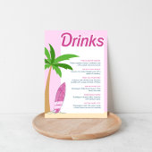 Poster Malibu Beach Pink Party Bachelorette Cocktail Menu