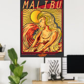 POSTER MALIBU CALIFORNIA SURFBREAK SURF (Bureau à domicile)