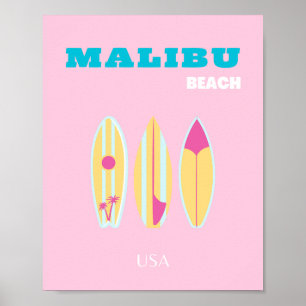 Poster Malibu, Plage de Malibu, Preppy, Preppy Girl, Rose