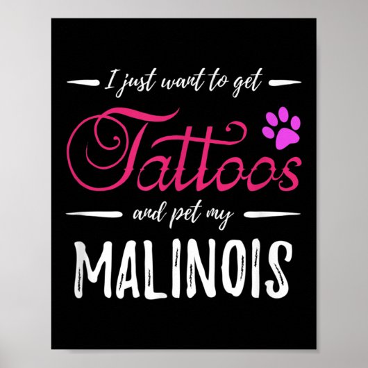 Poster Malinois Amoureux des chiens Tattoo Drôle Chien Ma (Devant)