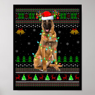 Poster Malinois chien vilains sweaters de Noël vacances S