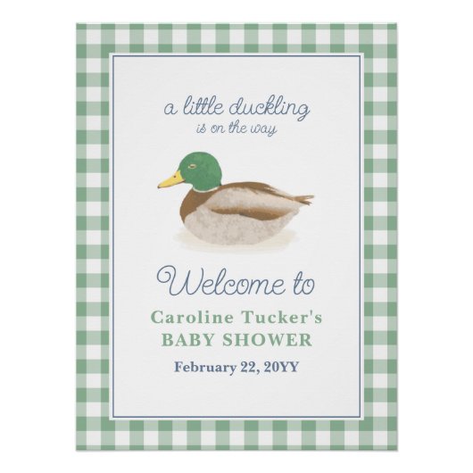 Poster Mallard Canard Canard Pays Baby shower de chasse (Devant)