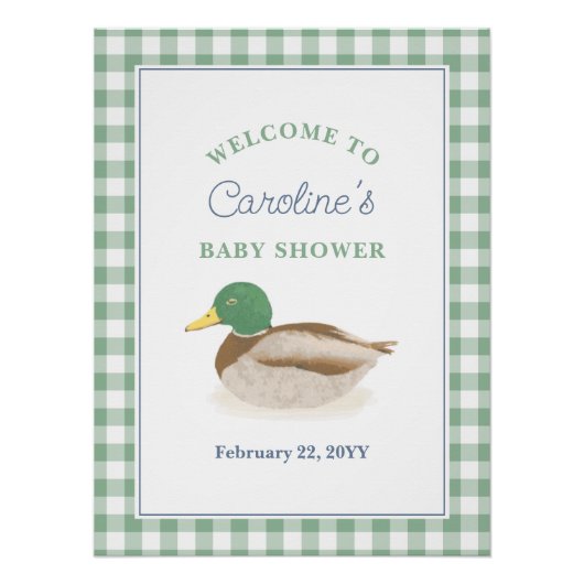 Poster Mallard Canard Canard Pays Baby shower de chasse (Devant)