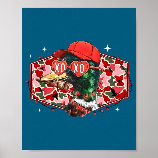 Poster Mallard Duck Camouflage Happy Valentine's Day Hunt (Devant)